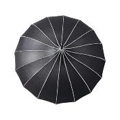 Parapluie long - Pagode - Large 90 cm - Poignée effet cuire - Noir