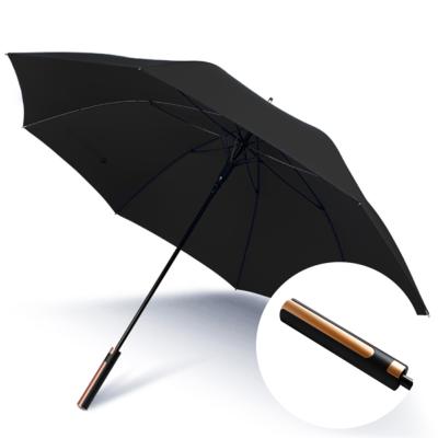 Parapluie long - Ouverture Bouton Luxe plat Automatique - Noir avec manche dorée