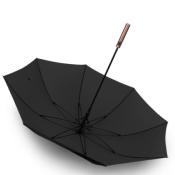 Parapluie long - Ouverture Bouton Luxe plat Automatique - Noir avec manche dorée