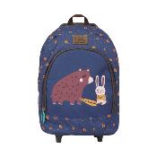 Sac à dos à roulettes pour enfants - Trolley et sac à dos détachables - Bretelles rembourrées réglables - Matière écologique - Ours et lapin