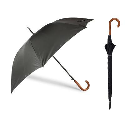 Grand parapluie automatique - Avec poignée courbée en bois -  noire