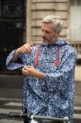 Poncho de pluie pour homme et femme - Avec housse et bandes réfléchissantes devant et derrière - Ultraléger - Bleu marine à motif cachemire