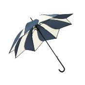 Parapluie long automatique pour femme - Toile tournesol - Bleu marine et crème
