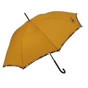 Parapluie long femme avec bordure ... motif - Ouverture automatique - Résistant au vent - Moutarde