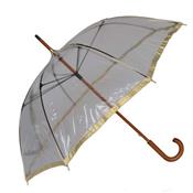 Parapluie droit - fabriqué en France - transparent - bordure lamé or
