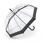 Parapluie cloche transparent avec poignée courbée - Transparent avec bordure noire