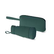 Mini parapluie femme - Parapluie six volets - Léger et compact - Avec étui en cuir zippé - Vert forêt