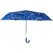 Parapluie pliant compact pour femme - Poignée Courbe - Floral bleu