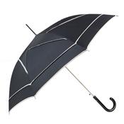 Parapluie long - Ouverture automatique - Large 104 cm - Fabrication française - Noir et traits blancs