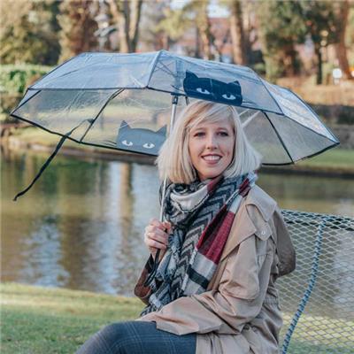 Parapluie pliant - automatique - transparent - chat