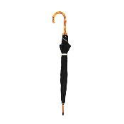 Grand parapluie pour femme - Canopée double couche - Mât en bois - Motifs triangulaires - Noir