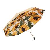 Parapluie pliant pour femme - Parapluie à trois volets - Revêtement or titane - Intérieur tournesol