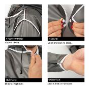 Imperméable - Bandes réfléchissantes au dos - Taille S (150-165CM) - Gris semi-transparent avec passepoil blanc