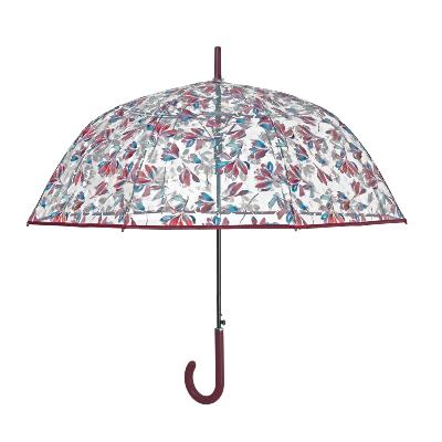 Parapluie transparent cloche - Système d'ouverture automatique - Bordure bourguignonne - Feuilles