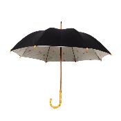 Grand parapluie pour femme - Canopée double couche - Mât en bois - Motifs triangulaires - Noir