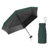Mini parapluie femme - Parapluie six volets - Léger et compact - Avec étui en cuir zippé - Vert forêt