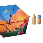 Parapluie pliant avec revêtement UV - Léger - Toile fleurie au clair de lune avec sac assorti