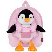 Sac à dos réversible Peggie Penguin pour enfants - Peluche amovible - Bretelles réglables et souples - Mini sac de voyage mignon - Taille unique