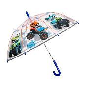 Parapluie transparent cloche pour enfant - Bordure réfléchissante pour une meilleure visibilité la nuit - Parapluie garçon - Camions