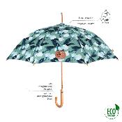 Parapluie écologique automatique - Toile en plastique recyclé et poignée en bois recyclé - Large protection de 102 CM de diamètre - Tulipes