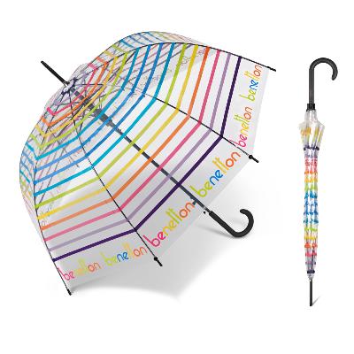 Parapluie cloche transparent - Ouverture automatique - Signature Stripes