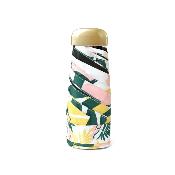 Mini parapluie pliant pour femme - Parapluie plat cinq plis - Ultra léger et compact - Motif feuille de palmier - Rose