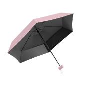 Mini parapluie femme - Parapluie six volets - Léger et compact - Avec étui en cuir zippé - Rose