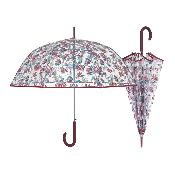 Parapluie transparent cloche - Système d'ouverture automatique - Bordure bourguignonne - Feuilles