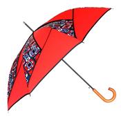 Parapluie droit - ouverture automatique - rouge avec motifs colorés
