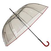 Grand parapluie droit - transparent teinté noir bordure rouge