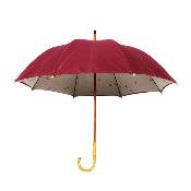 Grand parapluie pour femme - Canopée double couche - Mât en bois - Motifs triangulaires - Rouge