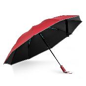 Parapluie automatique pour femme et homme - Avec bordure à bande réfléchissante - Rouge