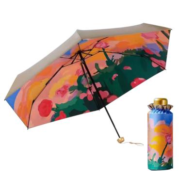 Parapluie pliant avec revêtement UV - Léger - Toile fleurie au clair de lune avec sac assorti