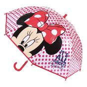 Parapluie enfant transparent -  Parapluie fille - Poignée rouge - Minnie