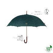 Parapluie automatique écologique pour homme - Fabriqué en tissu RPET et manche en bois - Grande protection de 116 cm de diamètre - Vert