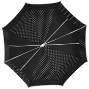 Parapluie pliant - Poignée en bois - Automatique - Fabrication française - Noir et Pois blanc