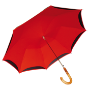 Parapluie de luxe fabriqué en France - Double toile - Poignée en bois - Orange et noir