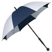 Parapluie de golf - bleu marine et blanc - ramasse balle intégré