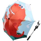 Parapluie poussette pour enfant - Avec poignée crochet facile à saisir - Poignée amovible et réglable - Intérieur noir - Dinosaure