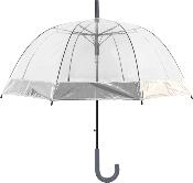 Parapluie long - Cloche transparente - Automatique - argenté