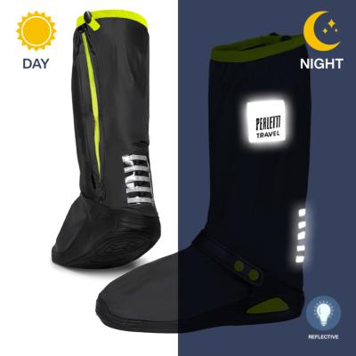 Couvre-chaussures hautes imperméables - Légers et pliables - Avec détails réfléchissants pour une meilleure visibilité - Taille L (43-45) - Citron vert