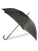 Grand parapluie automatique - Avec poignée courbée en bois -  noire