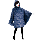 Poncho de pluie pour homme et femme - Avec housse et bandes réfléchissantes devant et derrière - Ultraléger - Bleu marine à motif cachemire