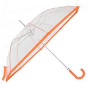 Parapluie droit - ouverture automatique - transparent bordure orange