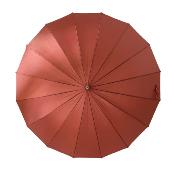Parapluie long - Poignée courbée pour femme - 16 baleines - Rouge brique