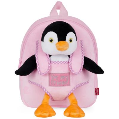 Sac à dos réversible Peggie Penguin pour enfants - Peluche amovible - Bretelles réglables et souples - Mini sac de voyage mignon - Taille unique