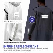 Imperméable - Bandes réfléchissantes au dos - Taille S (150-165CM) - Blanc semi-transparent avec passepoil noir