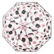 Automatique Parapluie cloche pour femme - Feuillage rose et noir