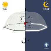 Parapluie cage à oiseaux transparent pour enfants - Bordure réfléchissante pour une grande visibilité la nuit - Extra sûr - Chien