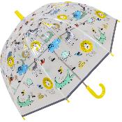 Parapluie enfant transparent - Parapluie fille et garçon - Poignée jaune - Animaux